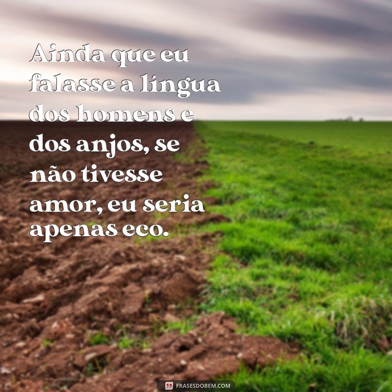 ainda que eu falasse a língua dos homens e dos anjos, e não tivesse amor eu nada seria Ainda que eu falasse a língua dos homens e dos anjos, se não tivesse amor, eu seria apenas eco.