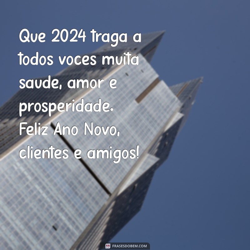 feliz ano novo 2024 clientes e amigos Que 2024 traga a todos vocês muita saúde, amor e prosperidade. Feliz Ano Novo, clientes e amigos!