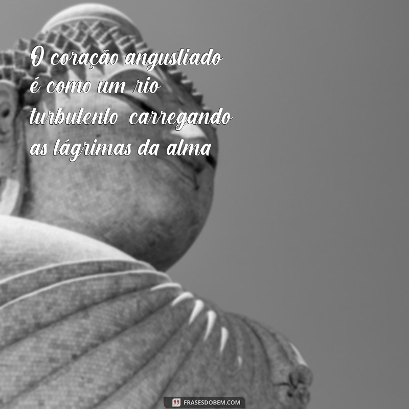 coração angustiado O coração angustiado é como um rio turbulento, carregando as lágrimas da alma.