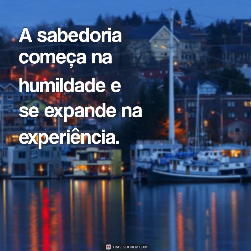 frases de proverbios de sabedoria A sabedoria começa na humildade e se expande na experiência.