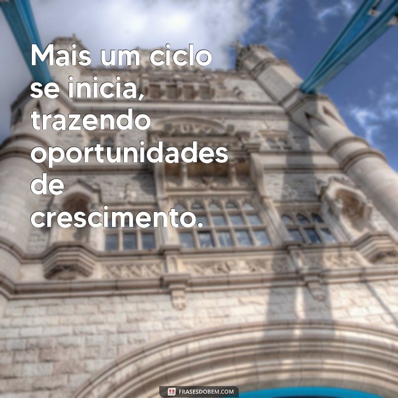 mais um ciclo se inicia Mais um ciclo se inicia, trazendo oportunidades de crescimento.