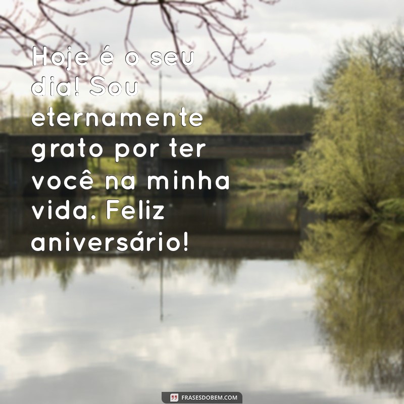 mensagem de gratidão aniversario Hoje é o seu dia! Sou eternamente grato por ter você na minha vida. Feliz aniversário!