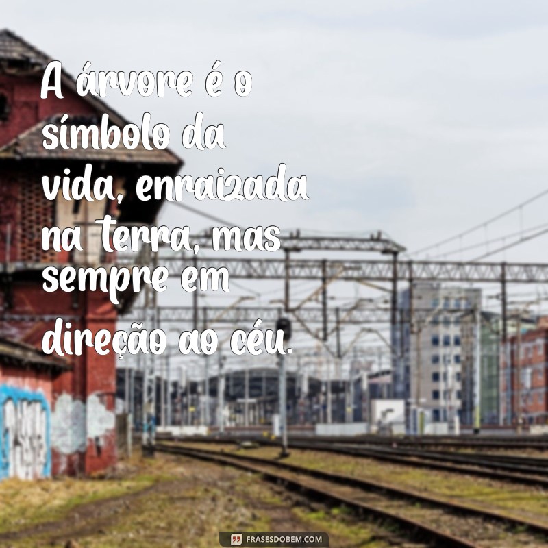 frases com árvore A árvore é o símbolo da vida, enraizada na terra, mas sempre em direção ao céu.