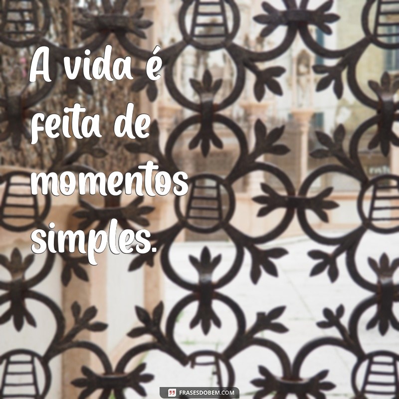 frases bonitas pequenas para status A vida é feita de momentos simples.