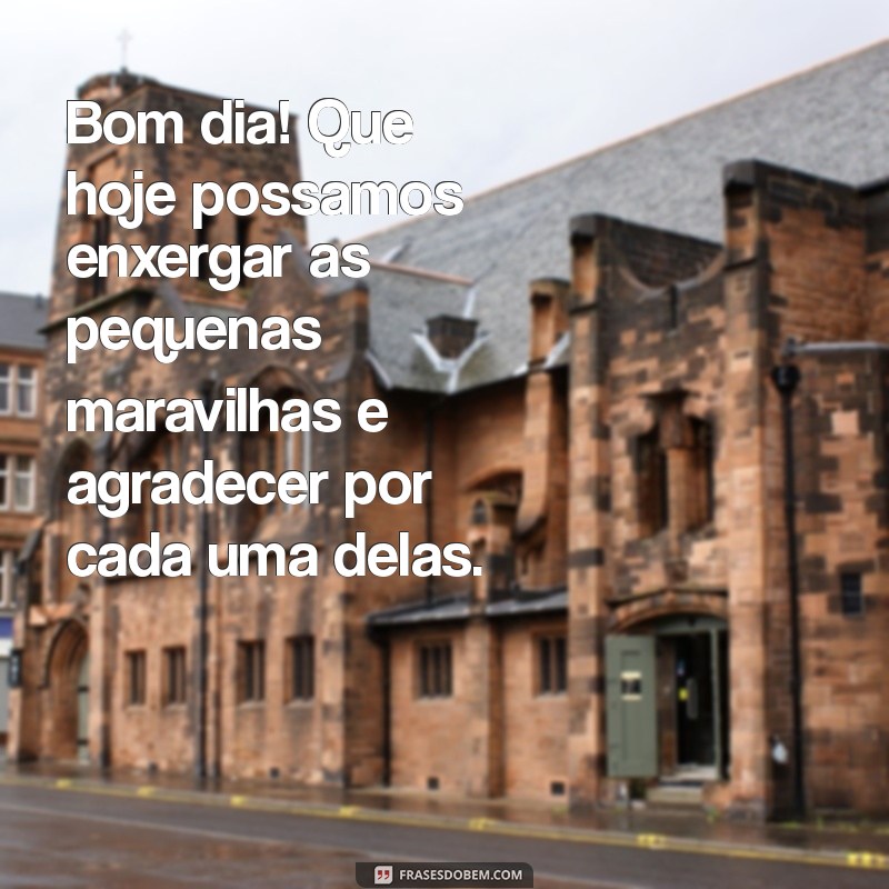 bom dia de agradecimento Bom dia! Que hoje possamos enxergar as pequenas maravilhas e agradecer por cada uma delas.