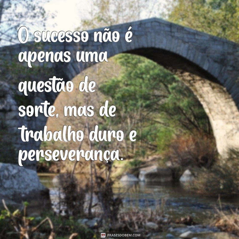 trabalho duro O sucesso não é apenas uma questão de sorte, mas de trabalho duro e perseverança.