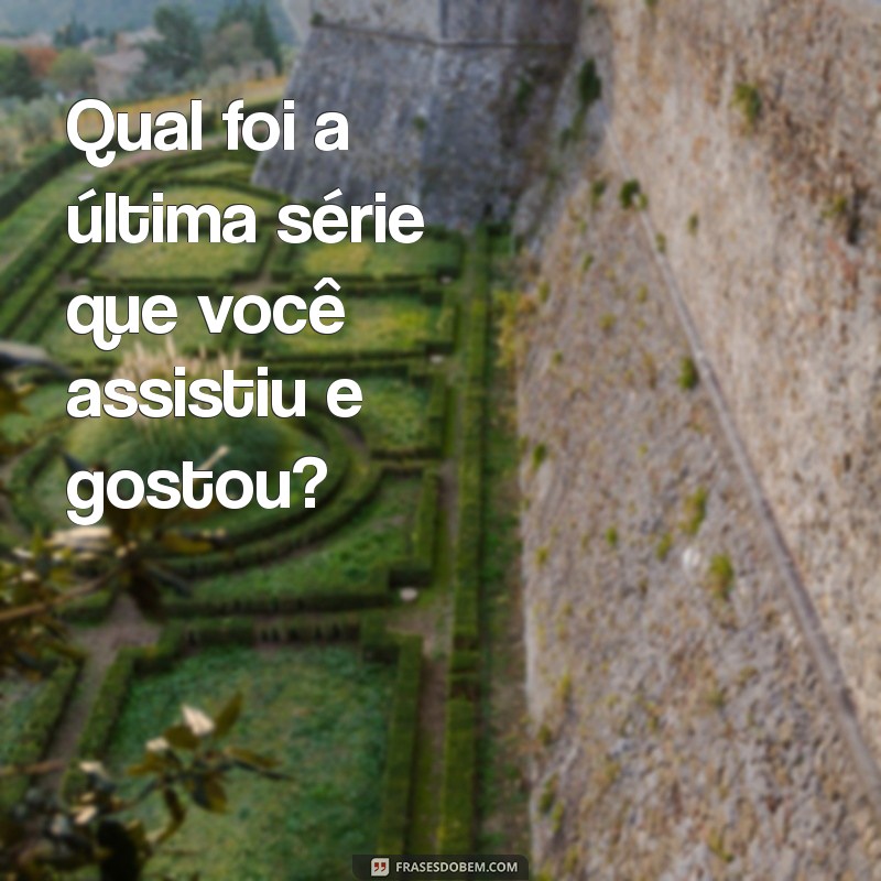 assuntos para puxar conversa Qual foi a última série que você assistiu e gostou?