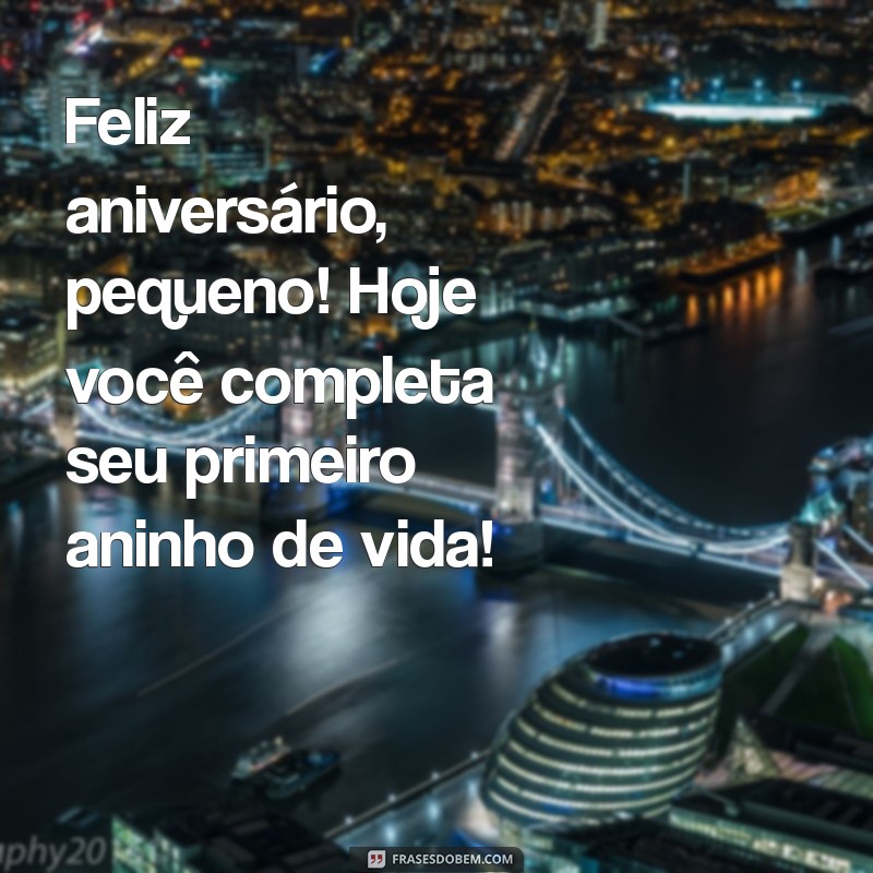 feliz aniversário um aninho Feliz aniversário, pequeno! Hoje você completa seu primeiro aninho de vida!