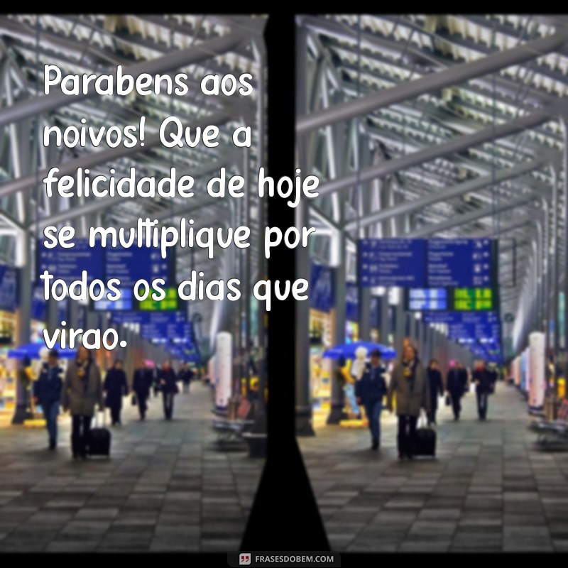 mensagem de parabéns para os noivos Parabéns aos noivos! Que a felicidade de hoje se multiplique por todos os dias que virão.