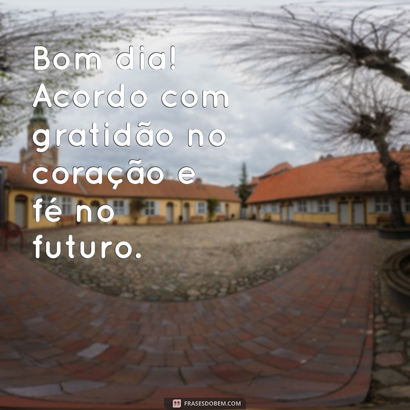 bom dia com gratidão e fé Bom dia! Acordo com gratidão no coração e fé no futuro.