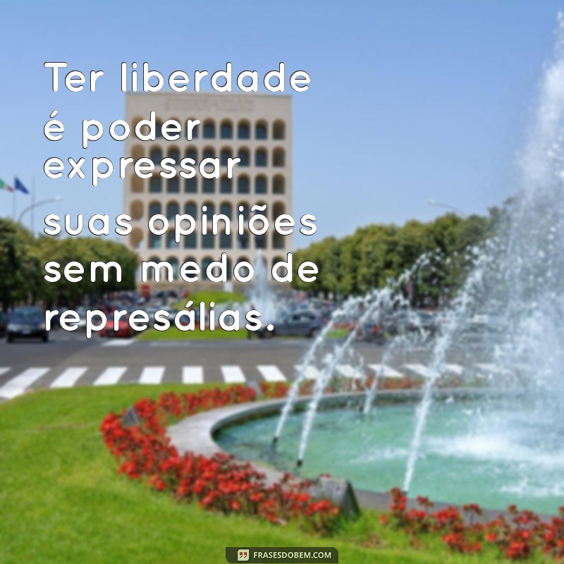 o que é ter liberdade Ter liberdade é poder expressar suas opiniões sem medo de represálias.