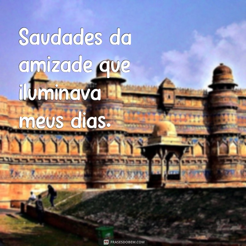 saudades de uma amiga Saudades da amizade que iluminava meus dias.