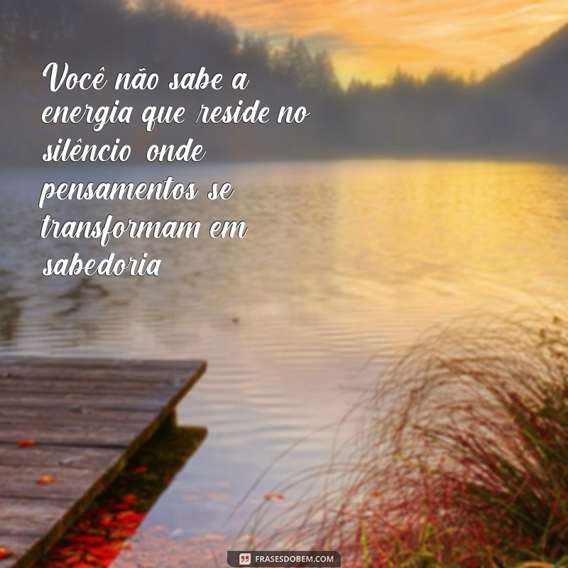 você não sabe a energia que reside no silêncio Você não sabe a energia que reside no silêncio, onde pensamentos se transformam em sabedoria.