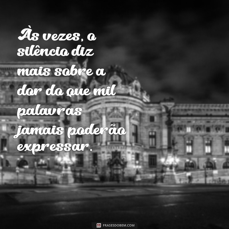 frases tristes sobre a vida para refletir Às vezes, o silêncio diz mais sobre a dor do que mil palavras jamais poderão expressar.