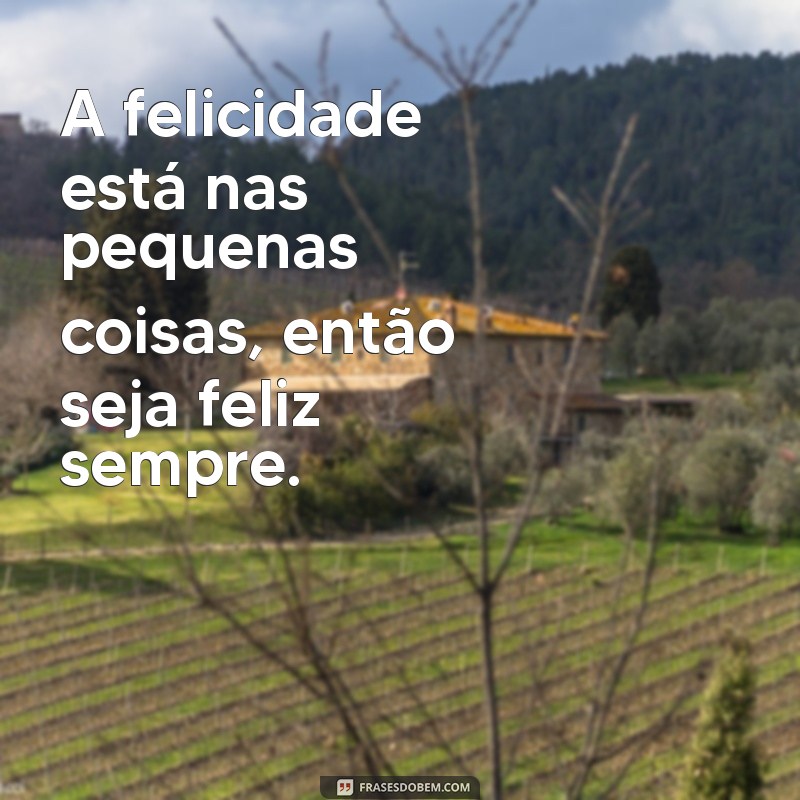 seja feliz sempre A felicidade está nas pequenas coisas, então seja feliz sempre.