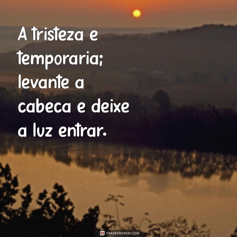 frases motivacional para pessoa triste A tristeza é temporária; levante a cabeça e deixe a luz entrar.