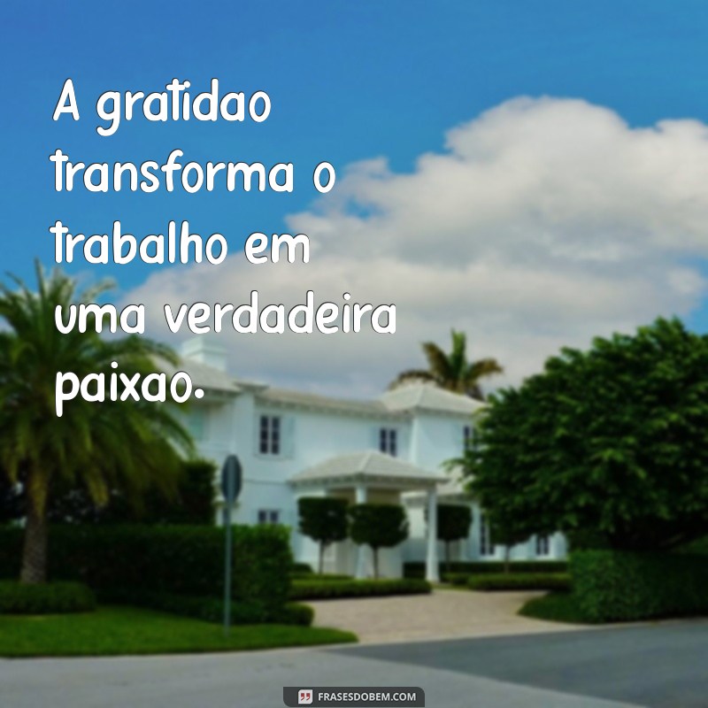 gratidão trabalho A gratidão transforma o trabalho em uma verdadeira paixão.