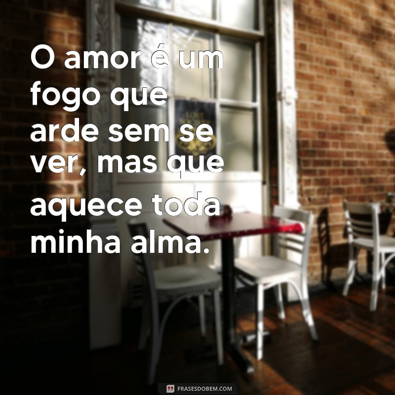 frases poemas de amor emocionante O amor é um fogo que arde sem se ver, mas que aquece toda minha alma.