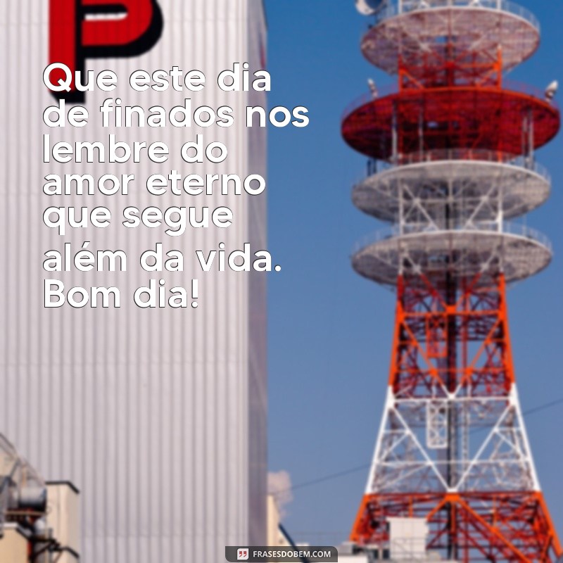 mensagem de bom dia de finados Que este dia de finados nos lembre do amor eterno que segue além da vida. Bom dia!