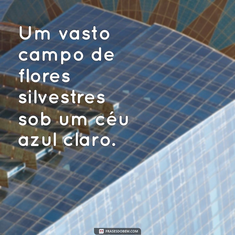 ideias de paisagem Um vasto campo de flores silvestres sob um céu azul claro.