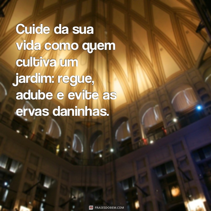 frases cuida da sua vida Cuide da sua vida como quem cultiva um jardim: regue, adube e evite as ervas daninhas.