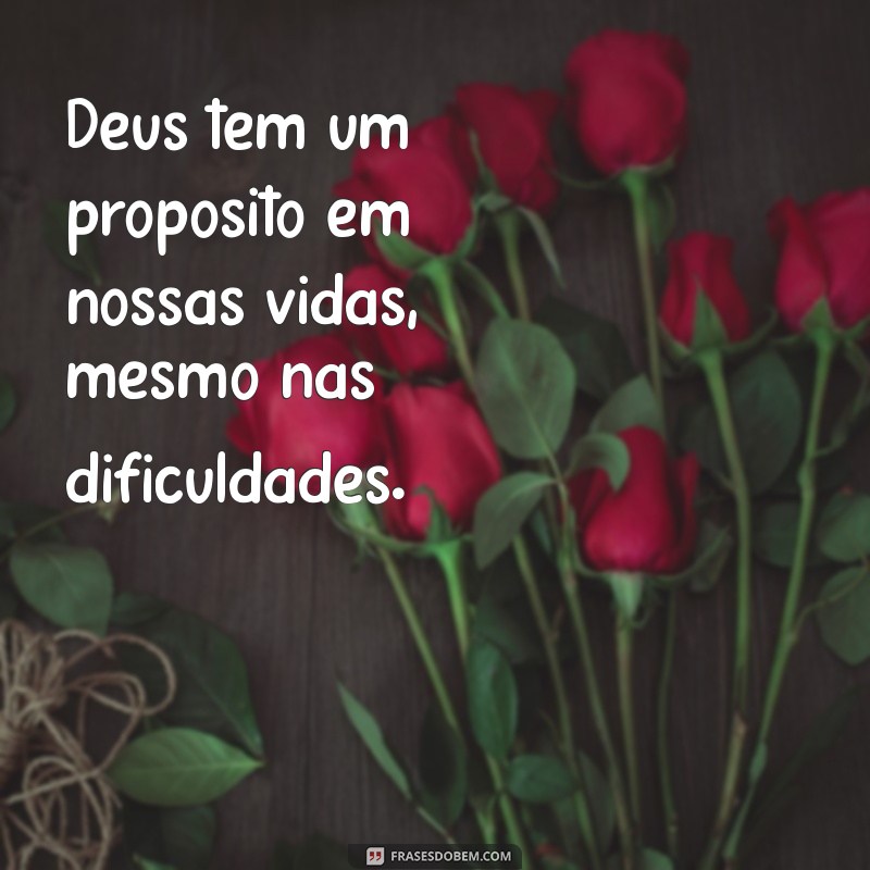 deus tem um propósito em nossas vidas Deus tem um propósito em nossas vidas, mesmo nas dificuldades.