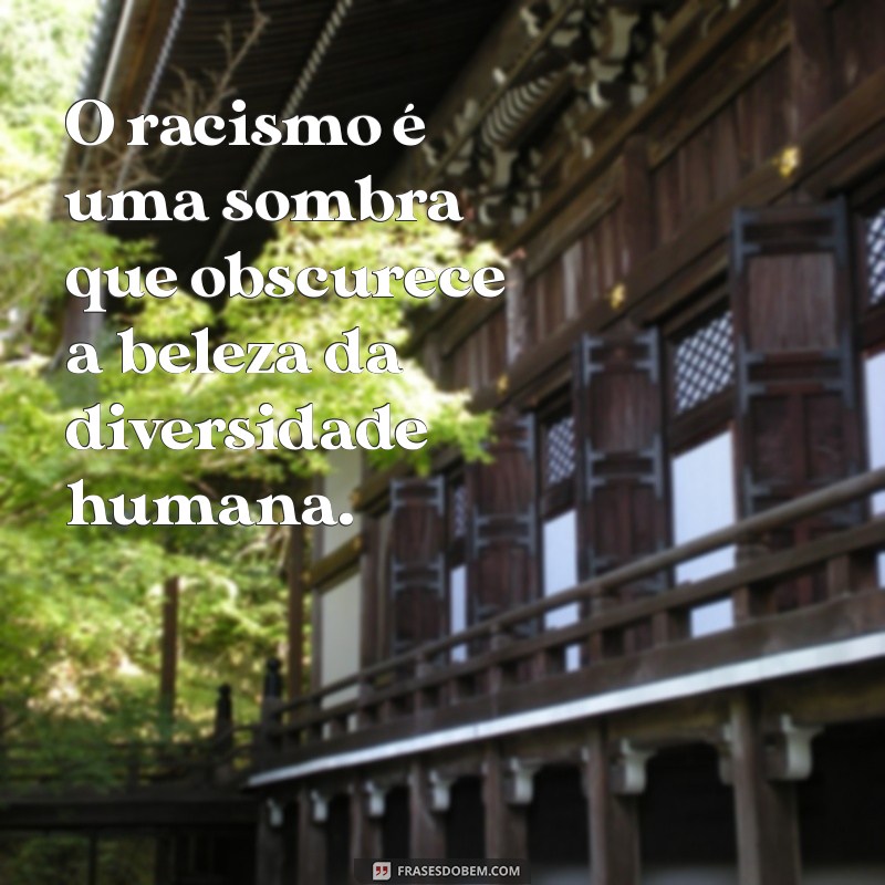 frases sobre o racismo O racismo é uma sombra que obscurece a beleza da diversidade humana.