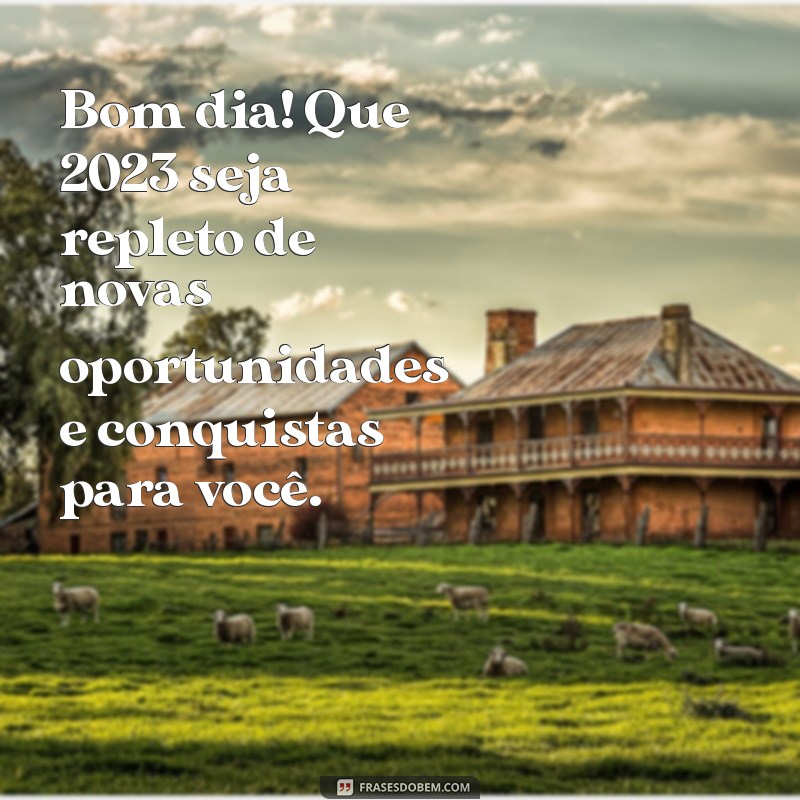 bom dia 2023 mensagem Bom dia! Que 2023 seja repleto de novas oportunidades e conquistas para você.