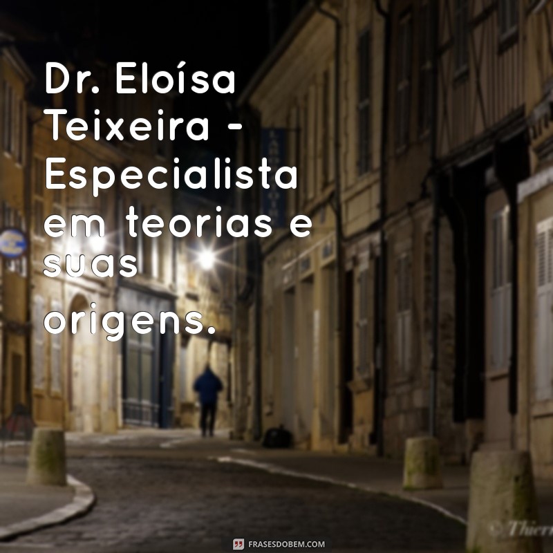 departamento de conspirações personagens Dr. Eloísa Teixeira - Especialista em teorias e suas origens.