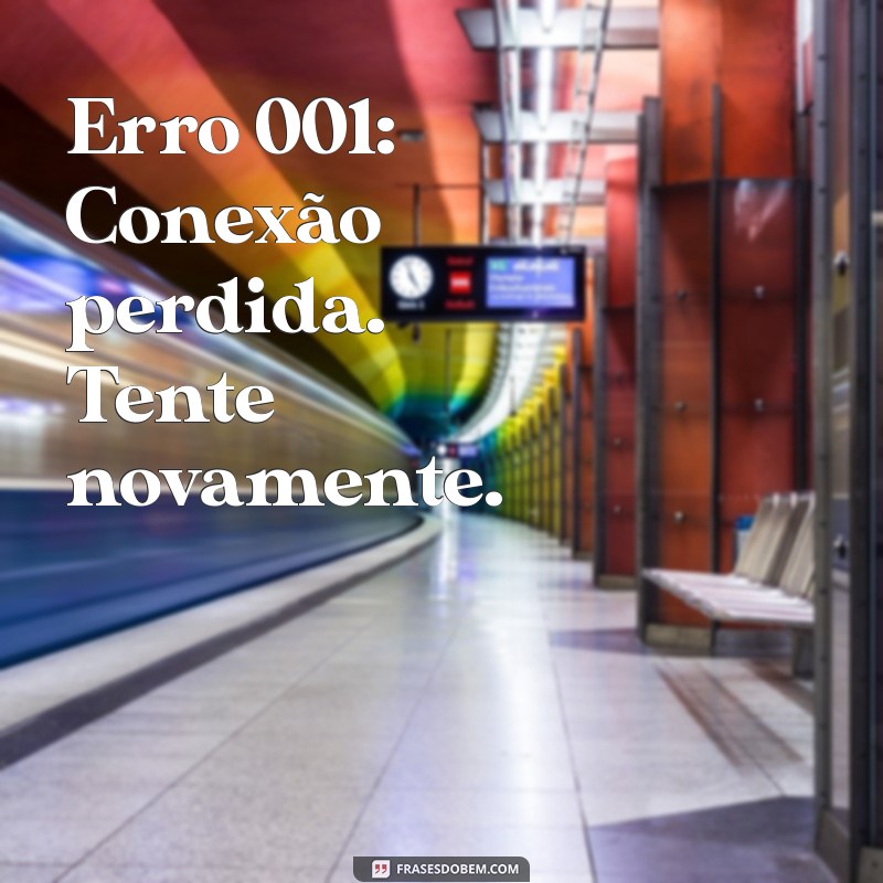 mensagem erro Erro 001: Conexão perdida. Tente novamente.