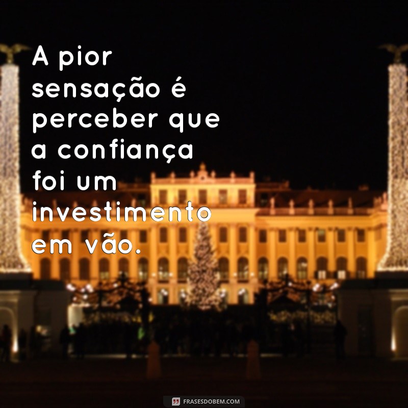 frases para decepção A pior sensação é perceber que a confiança foi um investimento em vão.