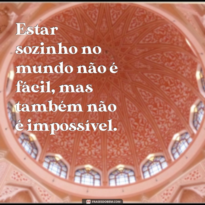 frases sozinho no mundo Estar sozinho no mundo não é fácil, mas também não é impossível.