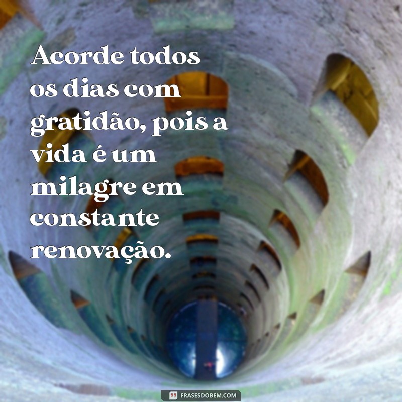 mensagem de milagre da vida Acorde todos os dias com gratidão, pois a vida é um milagre em constante renovação.