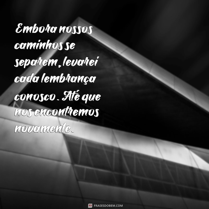 uma mensagem de despedida Embora nossos caminhos se separem, levarei cada lembrança conosco. Até que nos encontremos novamente.