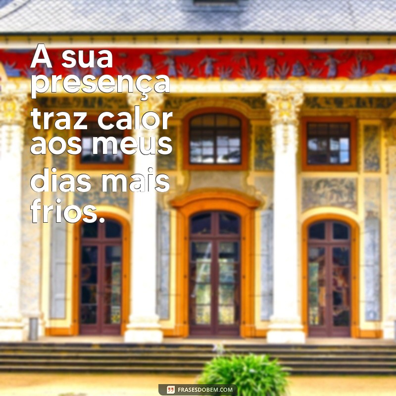 frases de afeto e carinho A sua presença traz calor aos meus dias mais frios.