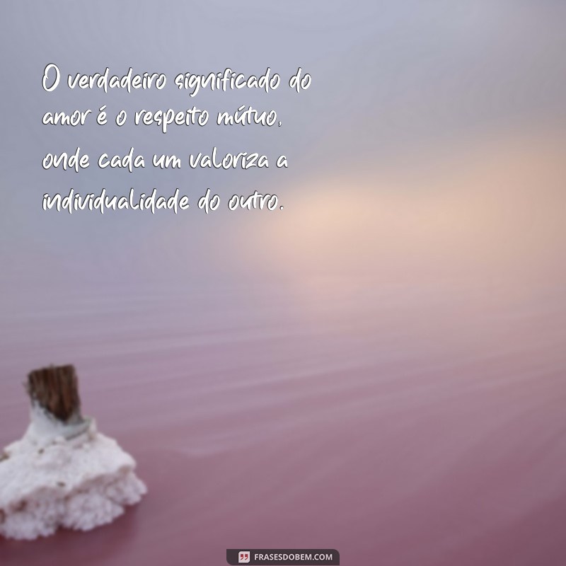 verdadeiro significado do amor O verdadeiro significado do amor é o respeito mútuo, onde cada um valoriza a individualidade do outro.