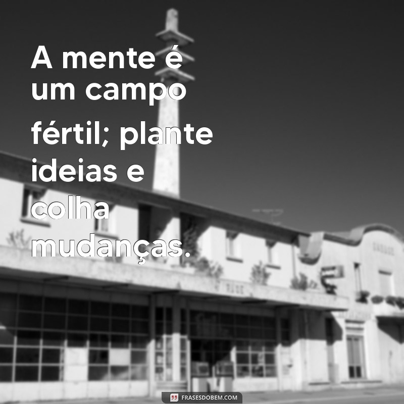 frases de pensamento A mente é um campo fértil; plante ideias e colha mudanças.