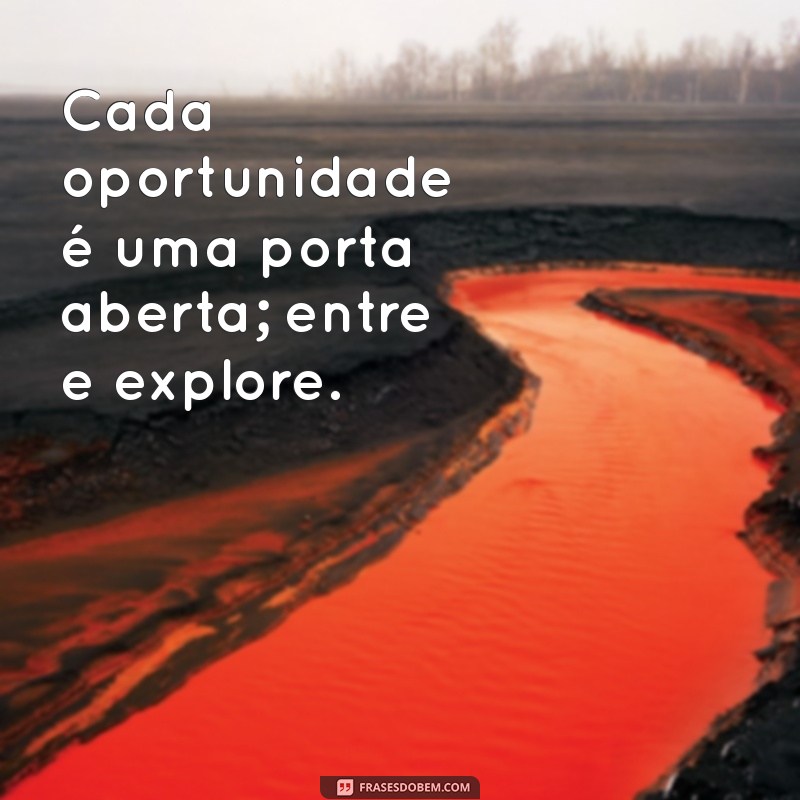 aproveite as oportunidades que a vida lhe oferece Cada oportunidade é uma porta aberta; entre e explore.