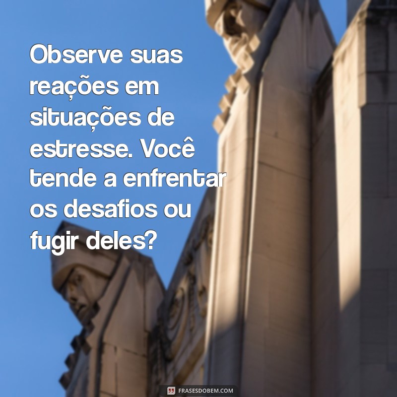 como saber qual o meu temperamento Observe suas reações em situações de estresse. Você tende a enfrentar os desafios ou fugir deles?