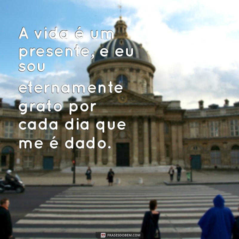 frases de gratidão pela vida A vida é um presente, e eu sou eternamente grato por cada dia que me é dado.