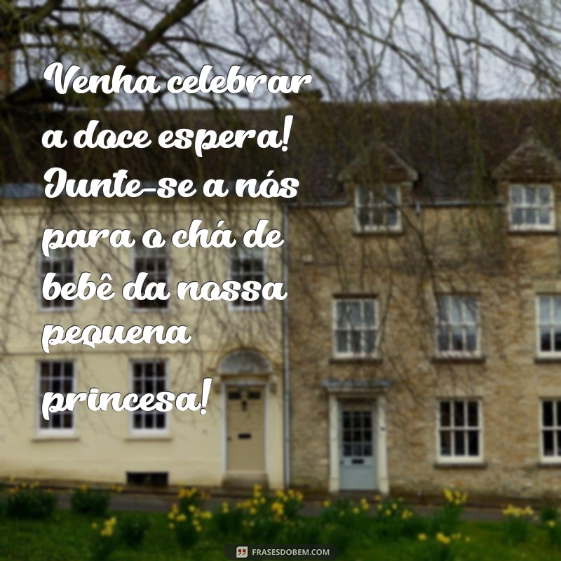 convites cha de bebe Venha celebrar a doce espera! Junte-se a nós para o chá de bebê da nossa pequena princesa!