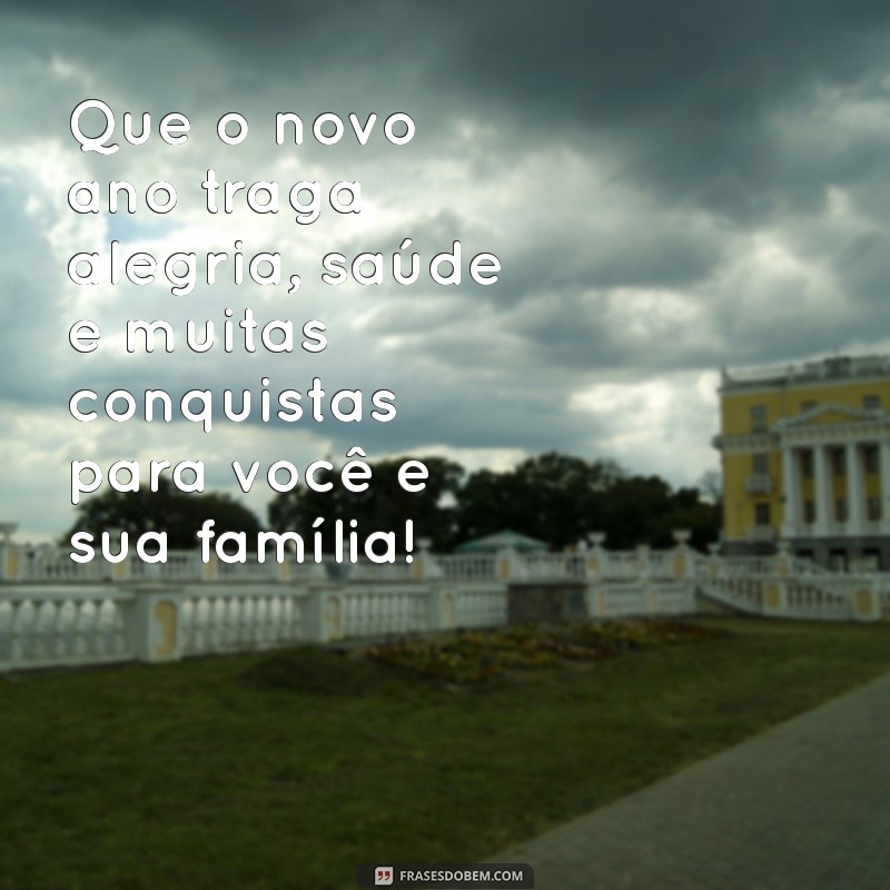 mesagem de ano novo Que o novo ano traga alegria, saúde e muitas conquistas para você e sua família!