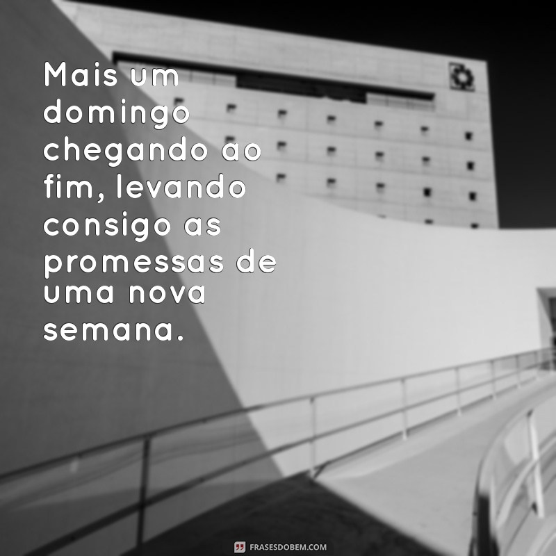 mais um domingo chegando ao fim Mais um domingo chegando ao fim, levando consigo as promessas de uma nova semana.