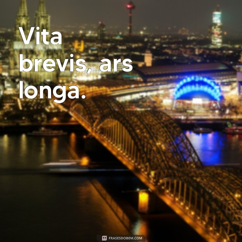 vida em latim Vita brevis, ars longa.