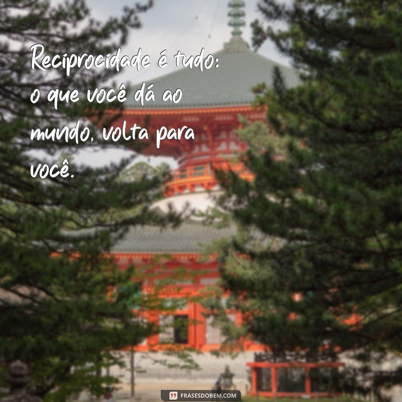 reciprocidade é tudo Reciprocidade é tudo: o que você dá ao mundo, volta para você.