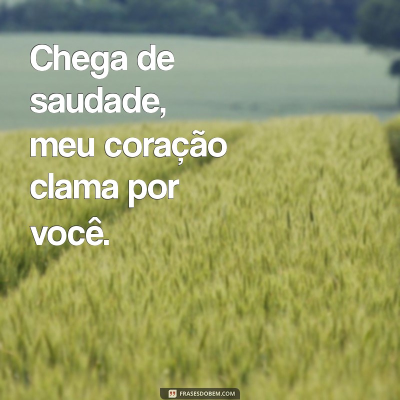 chega de saudade letra Chega de saudade, meu coração clama por você.