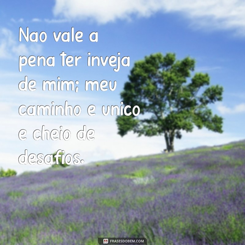 nao vale a pena ter inveja de mim Não vale a pena ter inveja de mim; meu caminho é único e cheio de desafios.