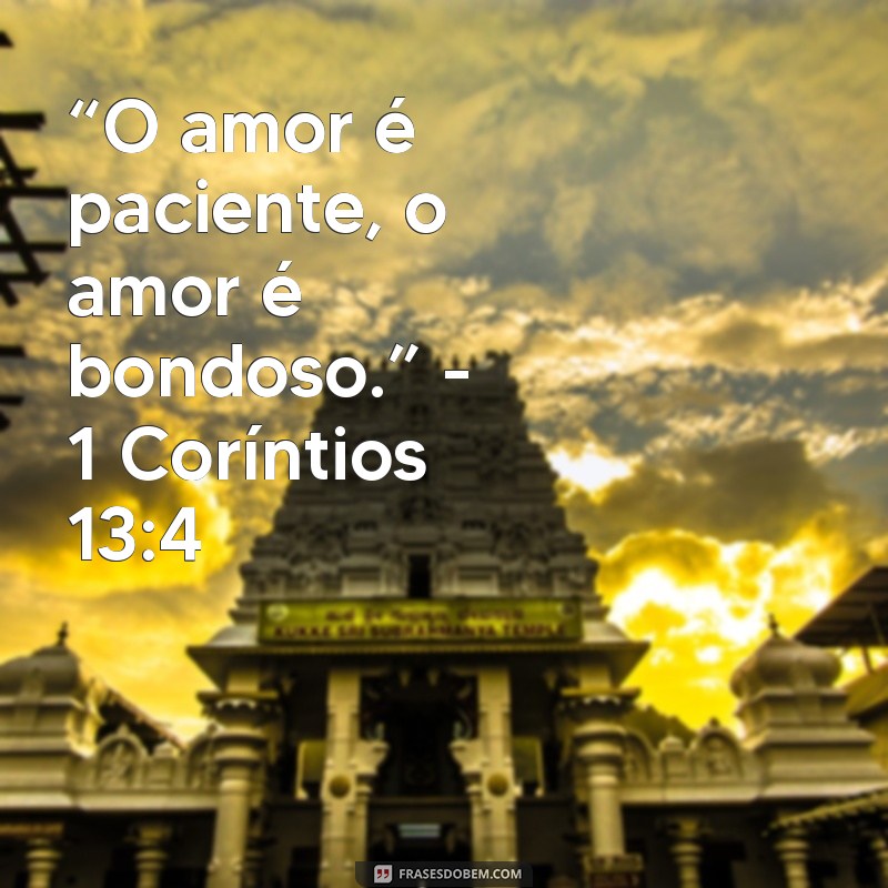 frases bíblicas casal “O amor é paciente, o amor é bondoso.” - 1 Coríntios 13:4