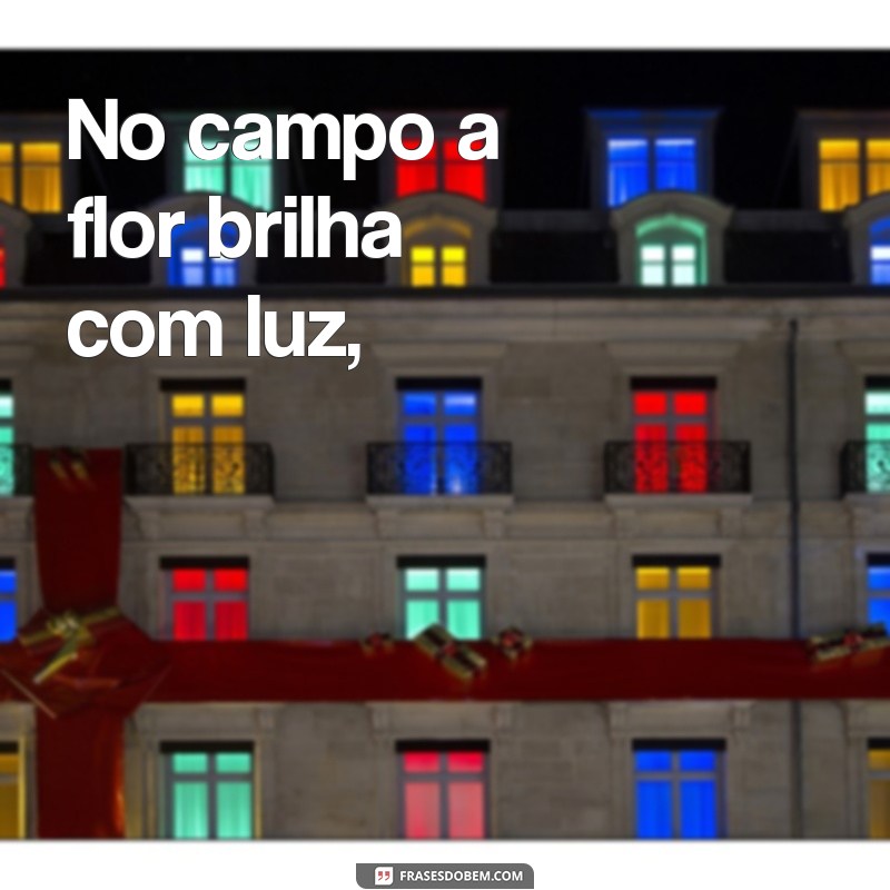 poema de rima No campo a flor brilha com luz,