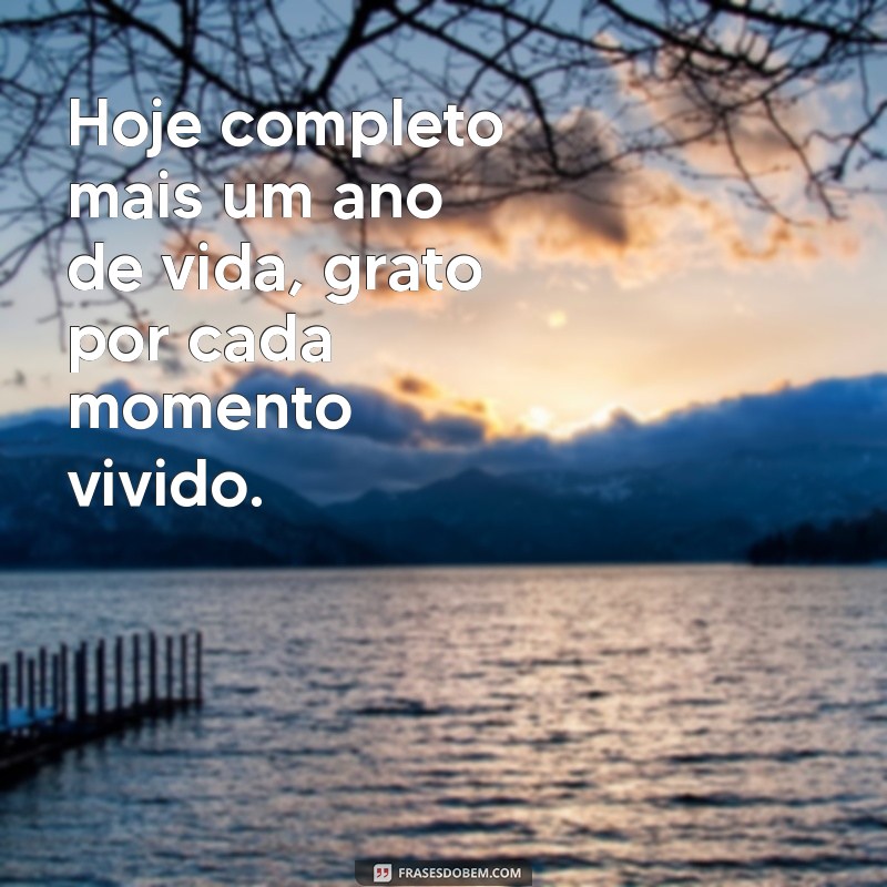 hoje completo mais um ano de vida Hoje completo mais um ano de vida, grato por cada momento vivido.